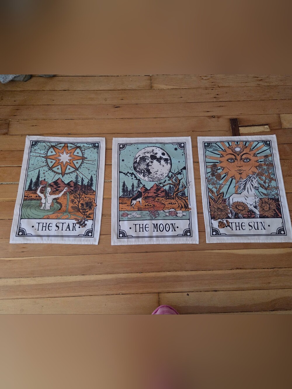 Triptych Tarot Wall Hangings - Sun, Moon, Star